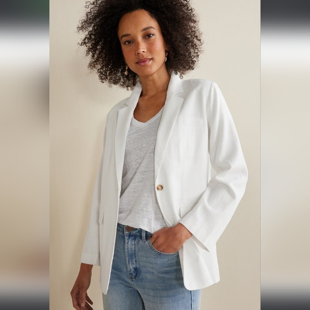 Soft Surroundings Portofino Linen Blend Boyfriend Blazer